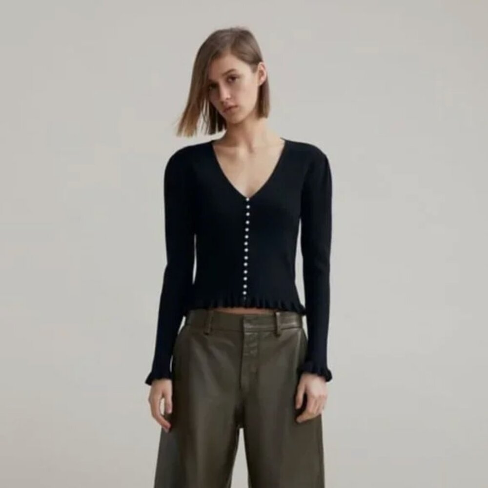 Zara Pearl Button Cardigan Sweater S